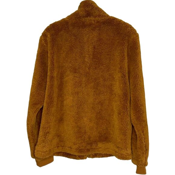 J. Crew Women's Jacket Fleece Sherpa Funnel Neck Teddy Brown Cozy Soft Zip Up L - Picture 2 of 7